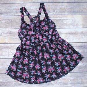 Express Floral Print Layered Racerback Tank Top